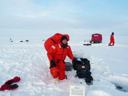 Marsay with his gear at the North Pole. 