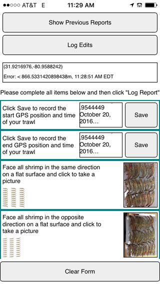 A screenshot of the smartphone app for tracking black gill.