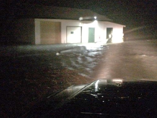 One of Skidaway Institute's shop buildings at the height of the storm. 